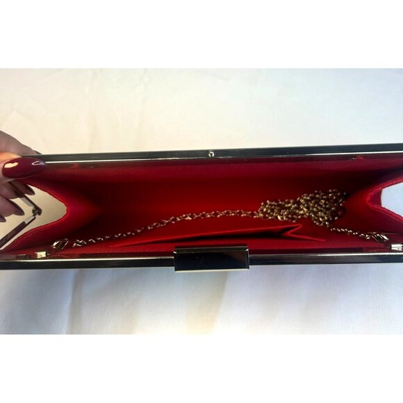 Rainbow Wave-Striped Shoulder Clutch Purse Handbag Multi Color Suede - Picture 3 of 5